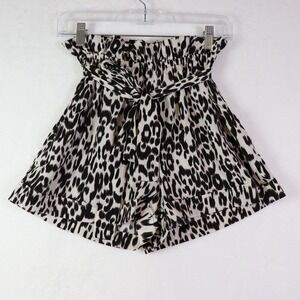 TYCHE Leopard Print Paper‎ Bag Shorts, Size Medium